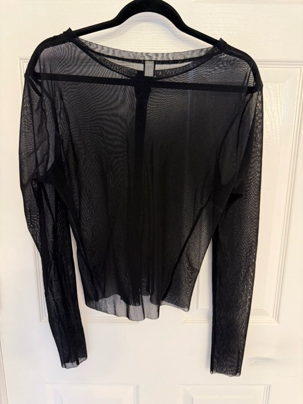 Only Hearts Tulle Sheer Long-Sleeve Button Cardigan Top - Black L - Picture 2 of 5